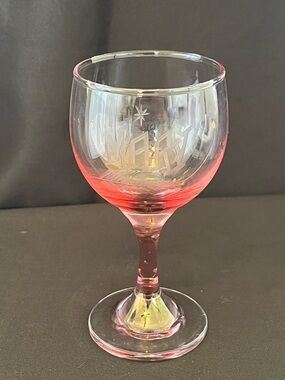 Vintage 1973 Etched Monogrammed “Mary” Stem Crystal Glass with Pink Gradient